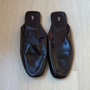 Zara Dark Brown Flat Mules